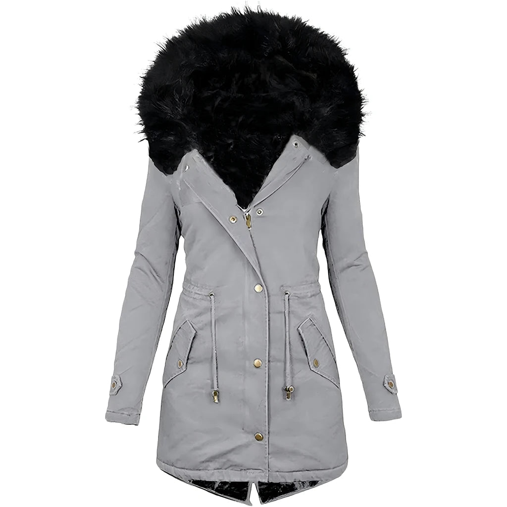 Women Winter Long Jacket Casual Thick Warm Faux Fur Plush Hooded Fur Collar Parkas Female Snow Coat Jackets Slim Overcoat куртка