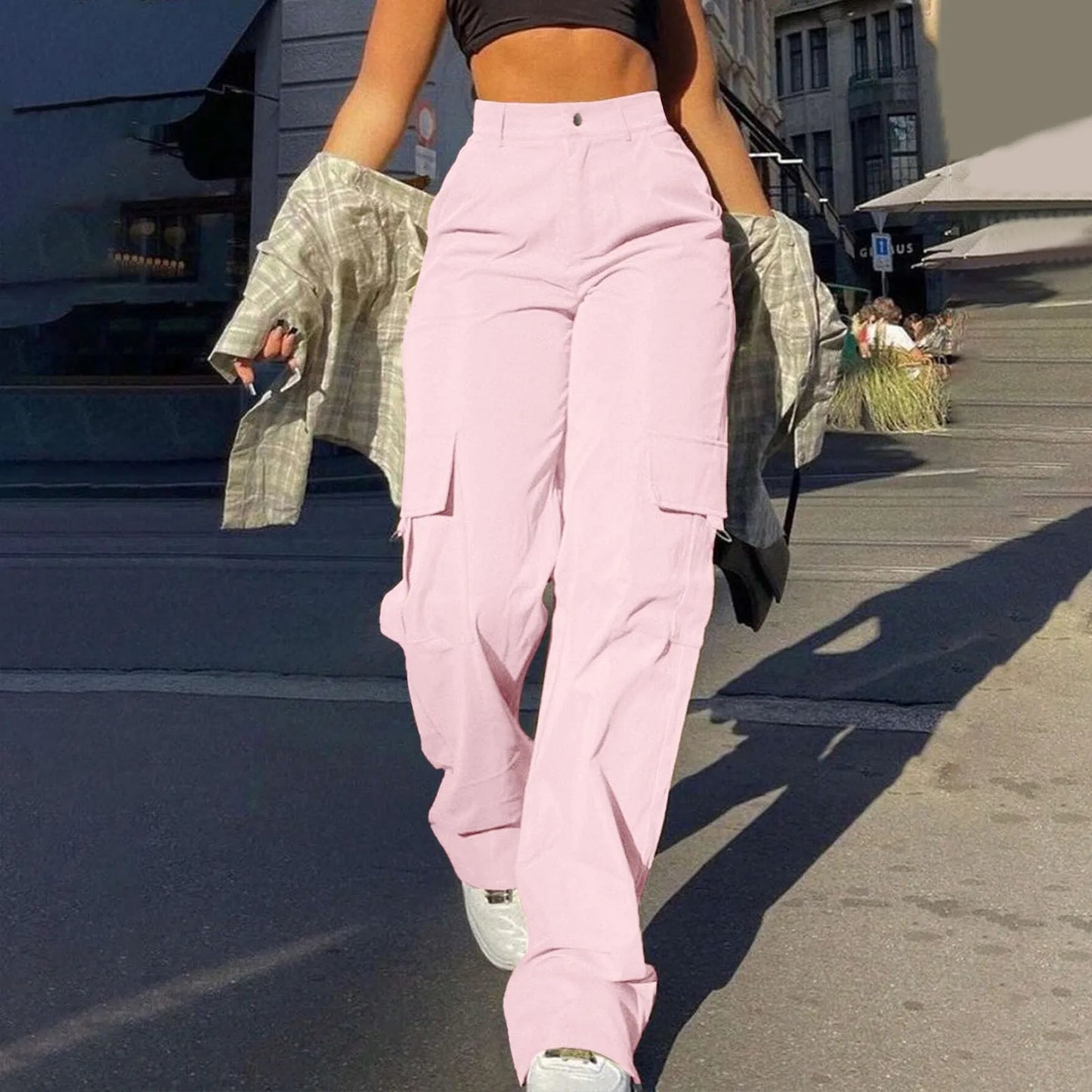 Casual Joggers Pants Women Stretch Twill Wide Leg Pants Casual Straight Leg Trouser High Waisted Dressy Flare Pants 한국인 후기 많은 옷