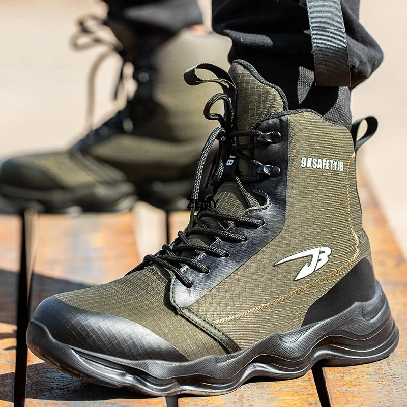 Dropshipping Men Safety Shoes Steel Toe Sneaker Lighweight Work Safety Boots Man High Top Puncture Proof Work Shoes Anti-smash
