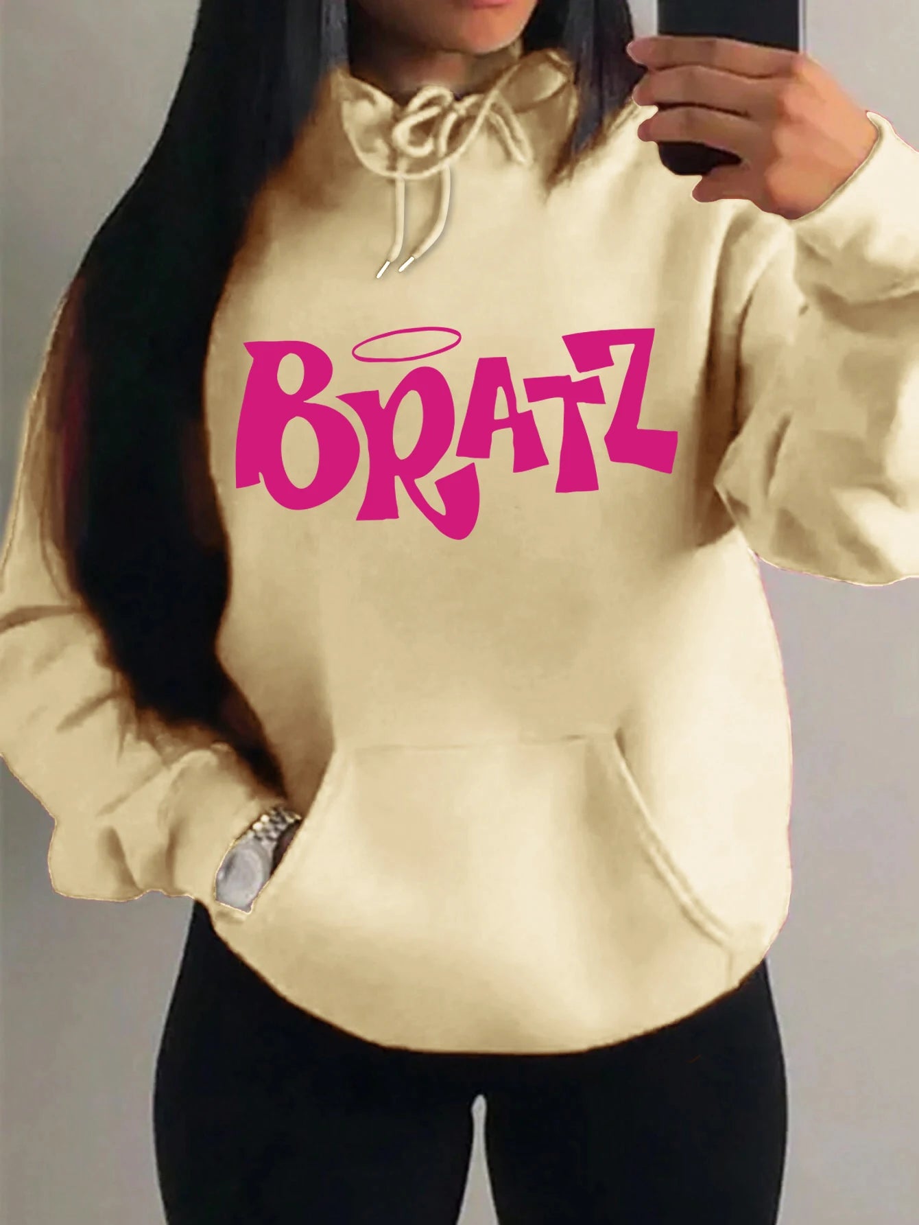 Y2K Bratz Letter New Prints Women Hoody Creativity Pocket Streetwear Casual Multicolor Clothes Autumn Hip Hop Tops For Female