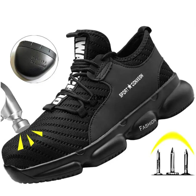 Men Safety Shoes Steel Toe Sneakers Anti-smash Industrial Work Shoes Lightweight Puncture Proof Work Man Safety Boots Male Boot