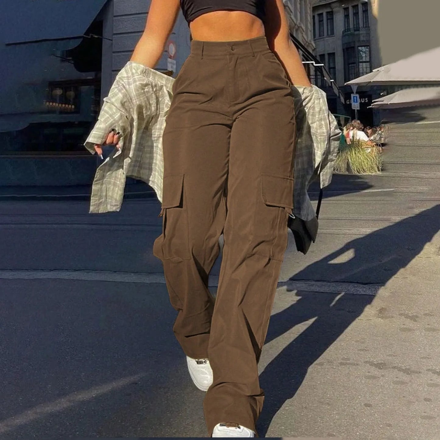 Casual Joggers Pants Women Stretch Twill Wide Leg Pants Casual Straight Leg Trouser High Waisted Dressy Flare Pants 한국인 후기 많은 옷