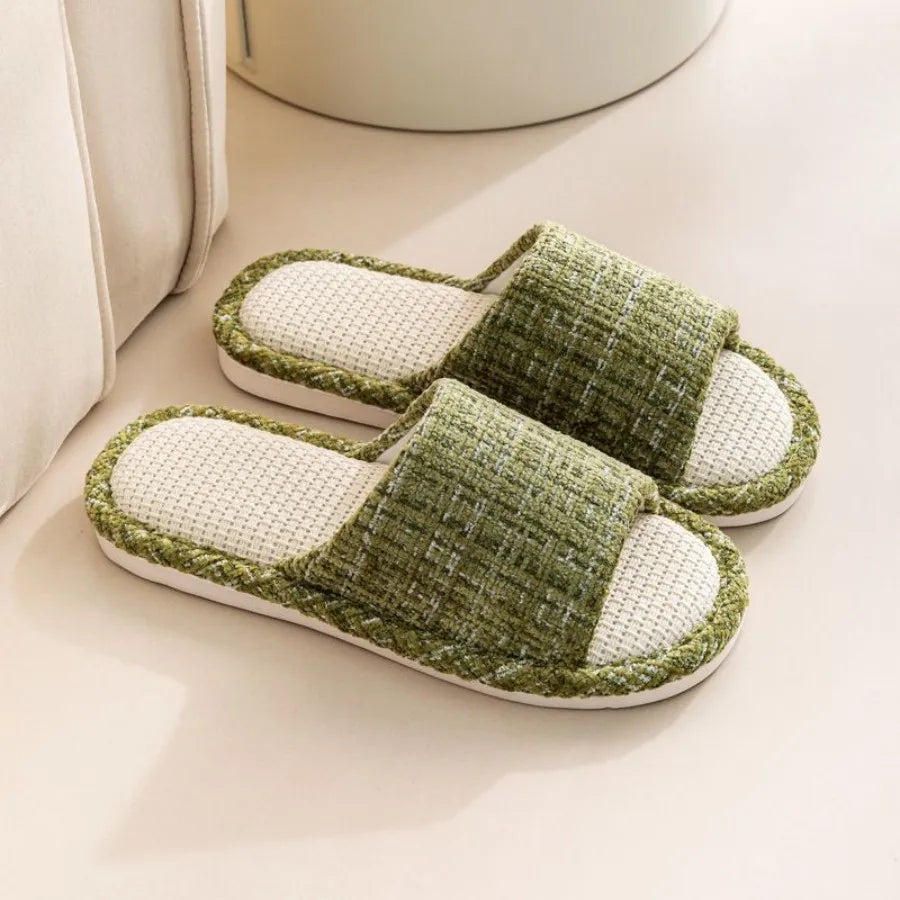 Linen Slippers For men's Home Indoor Soft Soled Quiet And Non Slip All Season Household Cotton And Linen Slippers