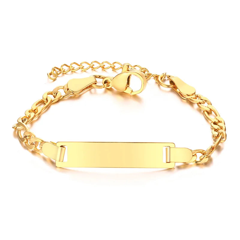 Personalized Bracelet for Little Boy Girl,Stainless Steel Engraved Name Date Son Daughter Mom Baptism Gift