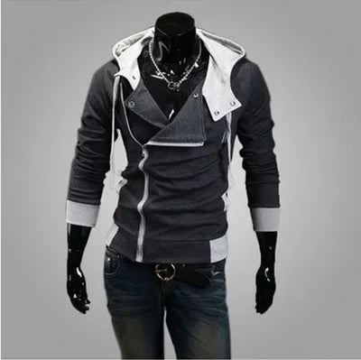 New Casual Man Hoodie Sweatshirt 2025 Slim Male Zipper Streetwear Cardigan Hoodies Outerwear Black Sportswear Men Hooded Jacket