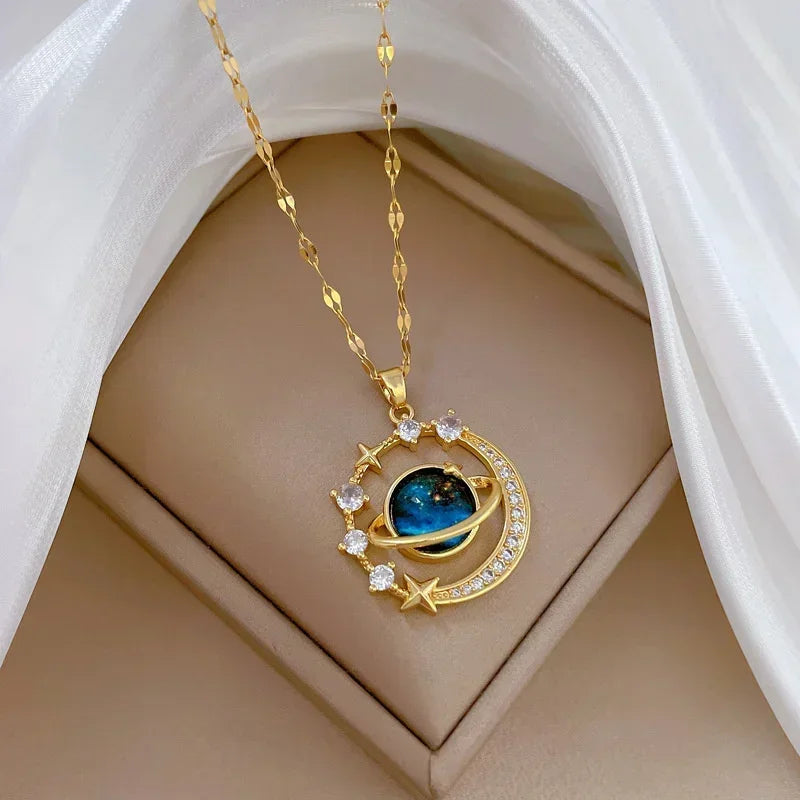 Collares Para Mujer Delicate and Beautiful Starry Pendant Necklace With Micro-Inlaid Zirconium Luxury Pendants Кулон