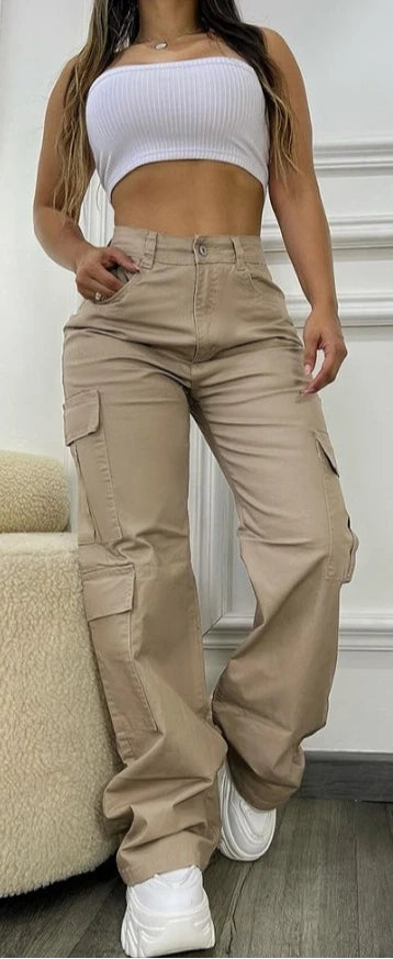 High Waist Pants Women Solid Color Casual Workwear with Multiple Pockets and Wide Leg Trousers Y2k Autumn and Winter 2024 New