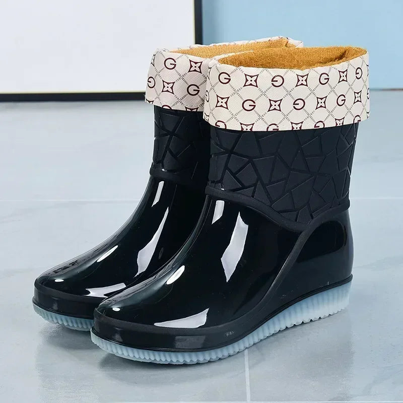 Botas Mujer 2023 Fashionable Women's Boots Outdoor Women's Rain Shoes New Anti-Slip Wear-Resistant Women's Waterproof Shoes