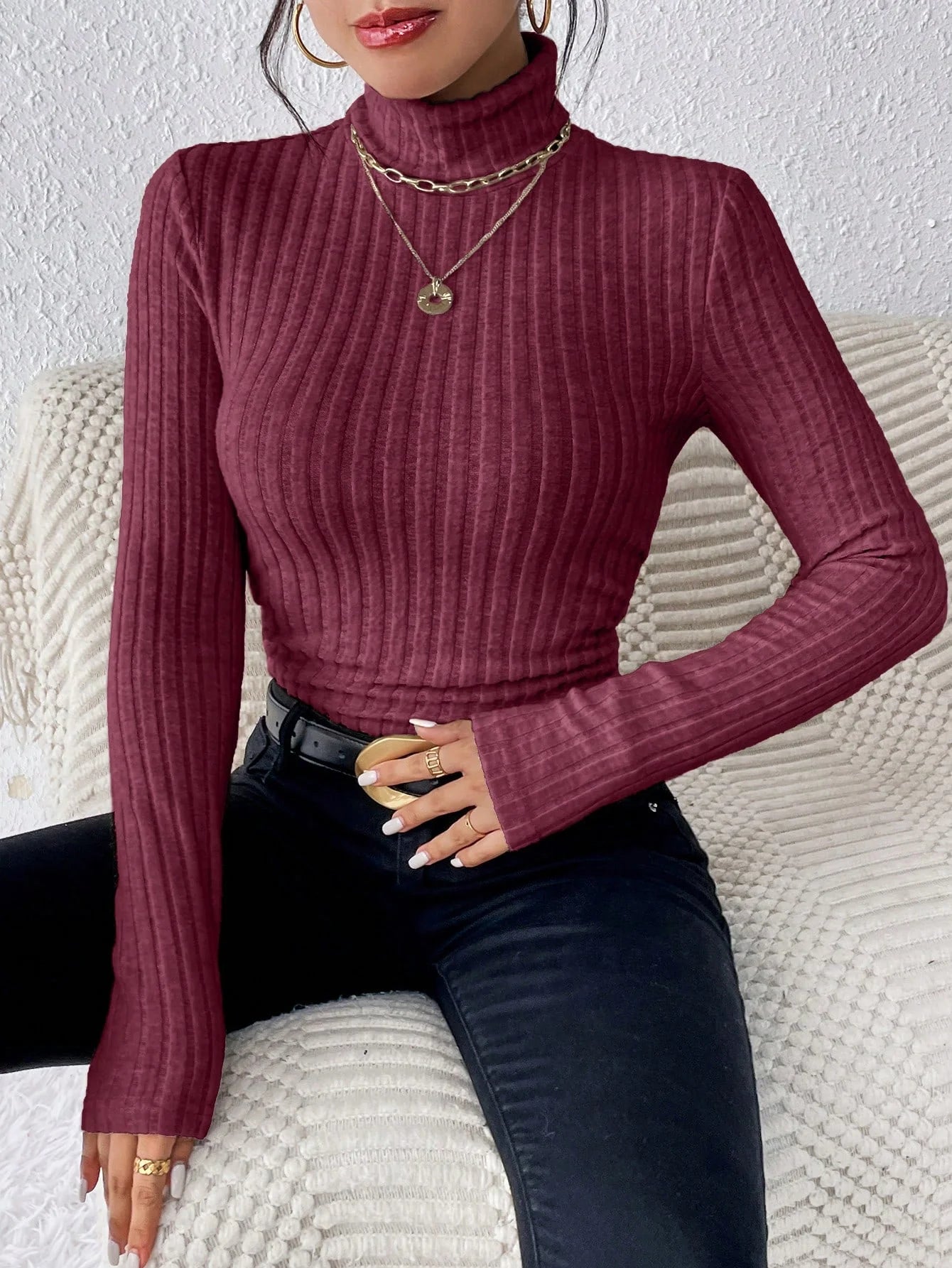 Elegant Solid Basic Knitted Tops New Women Turtlneck Sweater Long Sleeve Casual Slim Pullover Fashion Simple Style Design