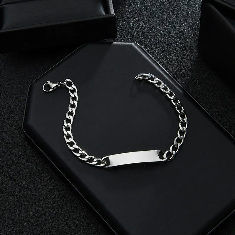 Nextvance Custom Name Bar Bracelets Engraved Date Letters For Men Stainless Steel Personalized Thick Chain Bracelet Jewelry Gift