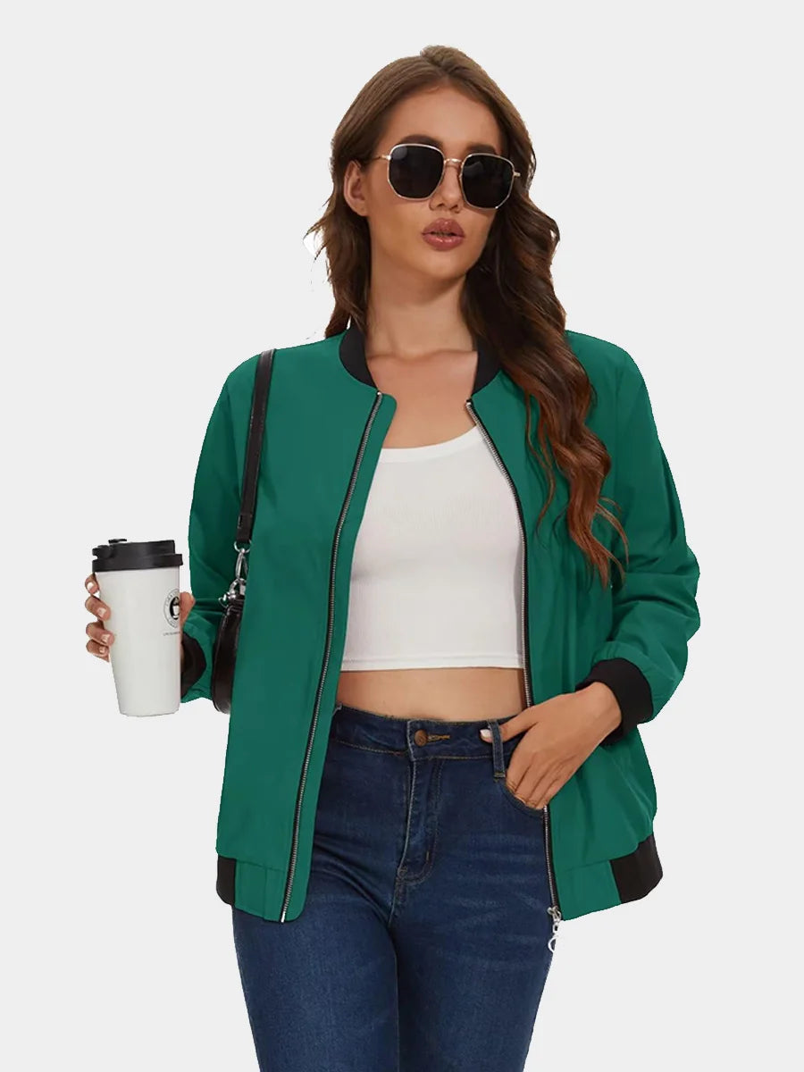 MAGCOMSEN Women's Bomber Jackets Zip Up Casual Spring/Autumn Lightweight Jacket Leisure Street Trend Windbreaker