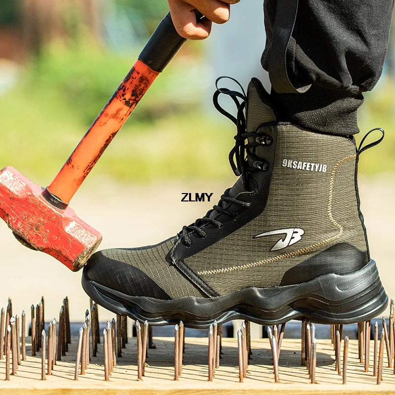Dropshipping Men Safety Shoes Steel Toe Sneaker Lighweight Work Safety Boots Man High Top Puncture Proof Work Shoes Anti-smash