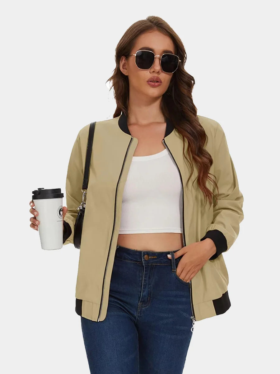 MAGCOMSEN Women's Bomber Jackets Zip Up Casual Spring/Autumn Lightweight Jacket Leisure Street Trend Windbreaker