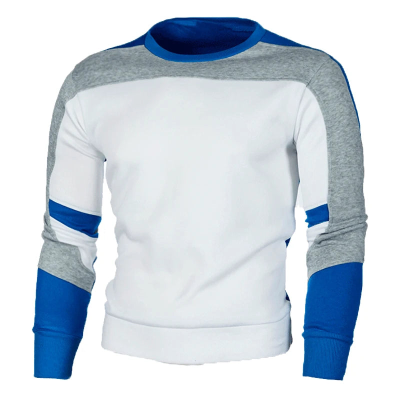 New Men's Casual Crewneck Sweatshirt Color Block Autum Spring Pullover Sweatshirts