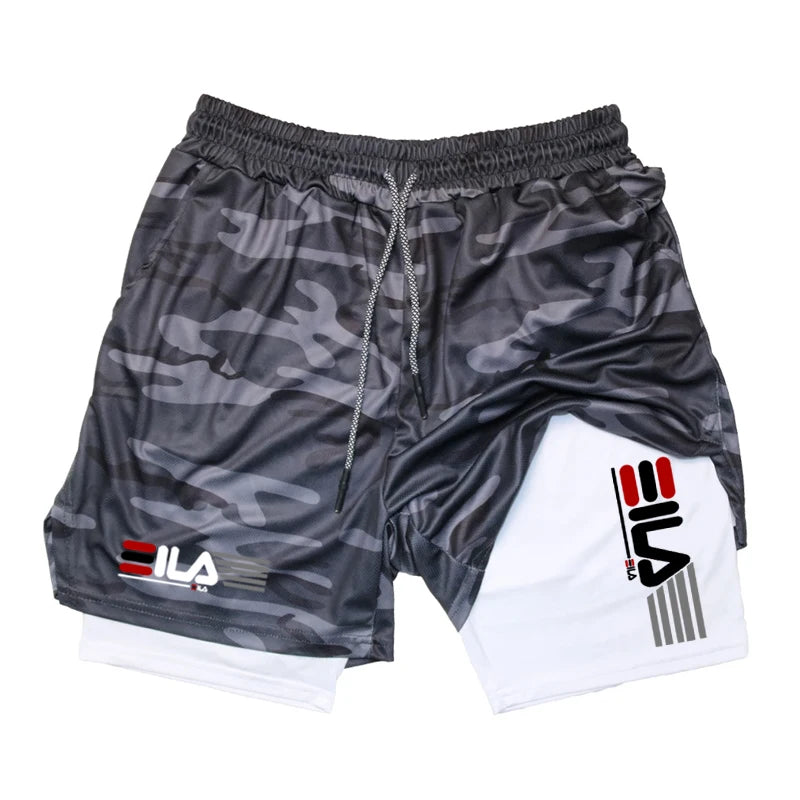 Men'S Compression Shorts Summer Gym Fitness2 In 1 Double Layer Breathable Running Sports Shorts Casual Quick-Drying Beach Shorts