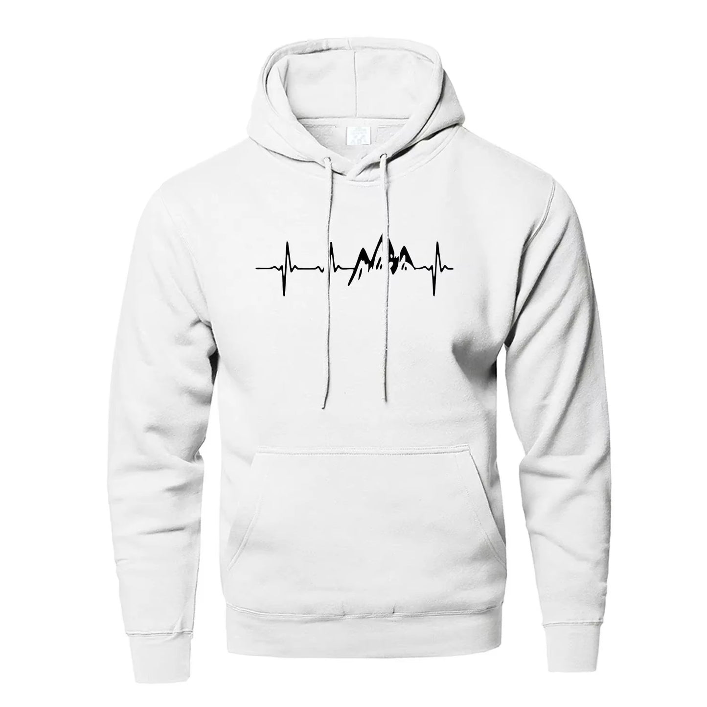 Mountain Heartbeat Hoodies teens Sweatshirt Autumn Long Sleeve Hooded Sweatshirt Hoodie Black Gray Sportswear