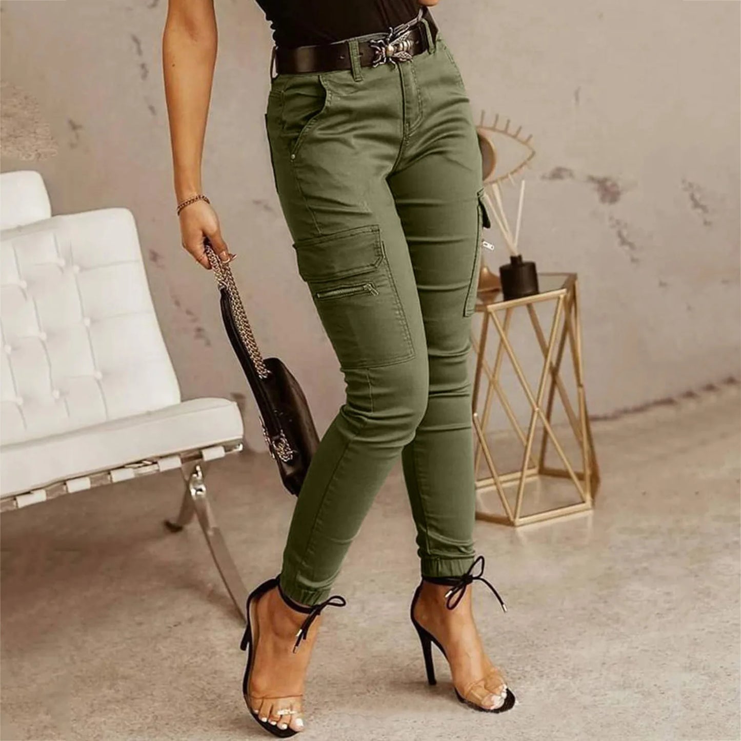 Y2K Pants Women Cargo Pants With Pockets Sweatpants Streetwear Ladies Casual Solid Color Slim Fit Trousers Pantalones De Mujer