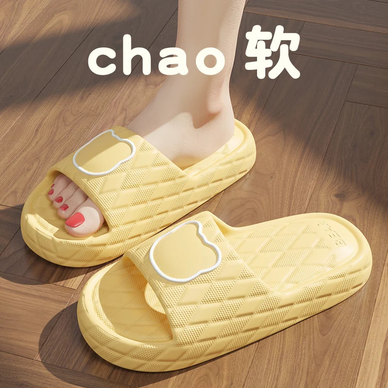 Plus Size 48-49 Summer Men Slippers Cartoon Bear Women Beach Slides Bath Anti-Slip Slipper Sandals Flip-Flops Shoe