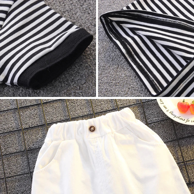 2025 Summer Baby Boys Clothing Set Cotton Striped Polo T-Shirt Shorts 2Pcs Casual Suit Toddler Boys Outfits Kids Tracksuits