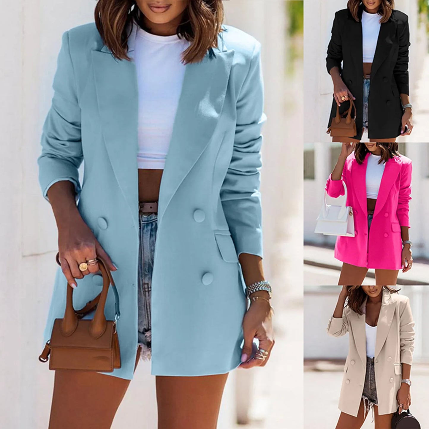 2023 Blazers Women Minimalist Solid Outwear Elegant Office Ladies Loose Work Suit High Street Autumn Women Blazers and Jackets