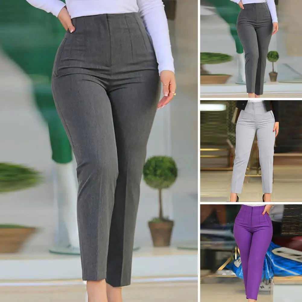 Fashion Colorfast 3D Cutting Pure Color Straight Formal Suit Pants Female Clothing Suit Pants Women Trousers