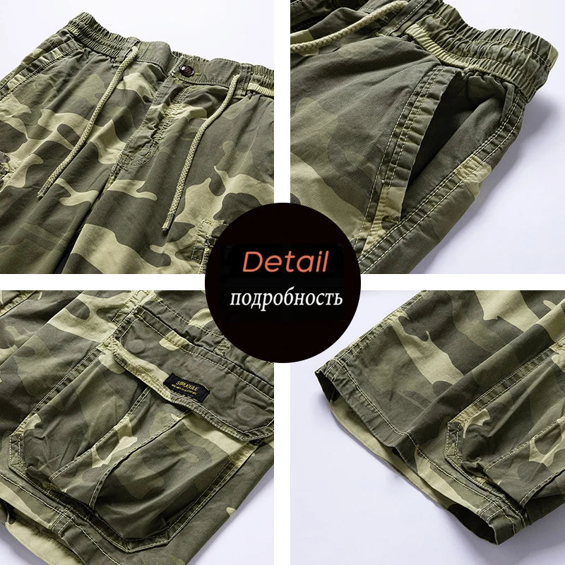 Summer Men Camouflage Cotton Cargo Shorts Men's Fashion Multi-pocket Casual Shorts Pants Outwear Breathable Joggers Shorts Male