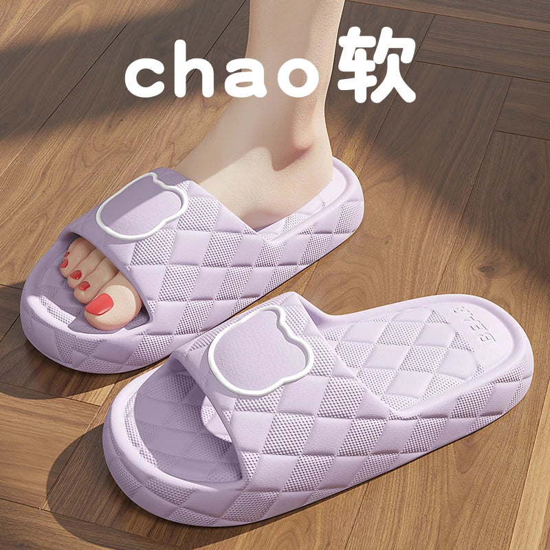 Plus Size 48-49 Summer Men Slippers Cartoon Bear Women Beach Slides Bath Anti-Slip Slipper Sandals Flip-Flops Shoe