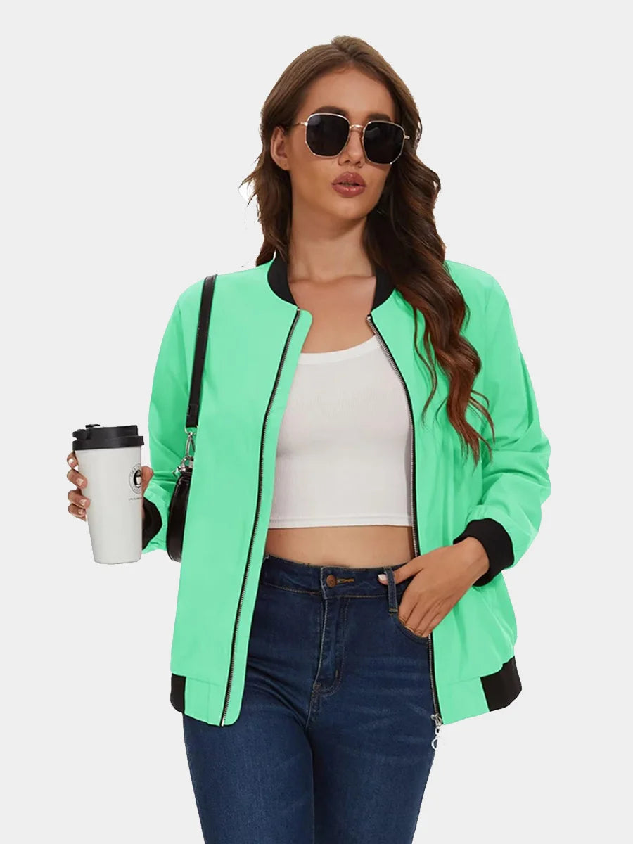 MAGCOMSEN Women's Bomber Jackets Zip Up Casual Spring/Autumn Lightweight Jacket Leisure Street Trend Windbreaker