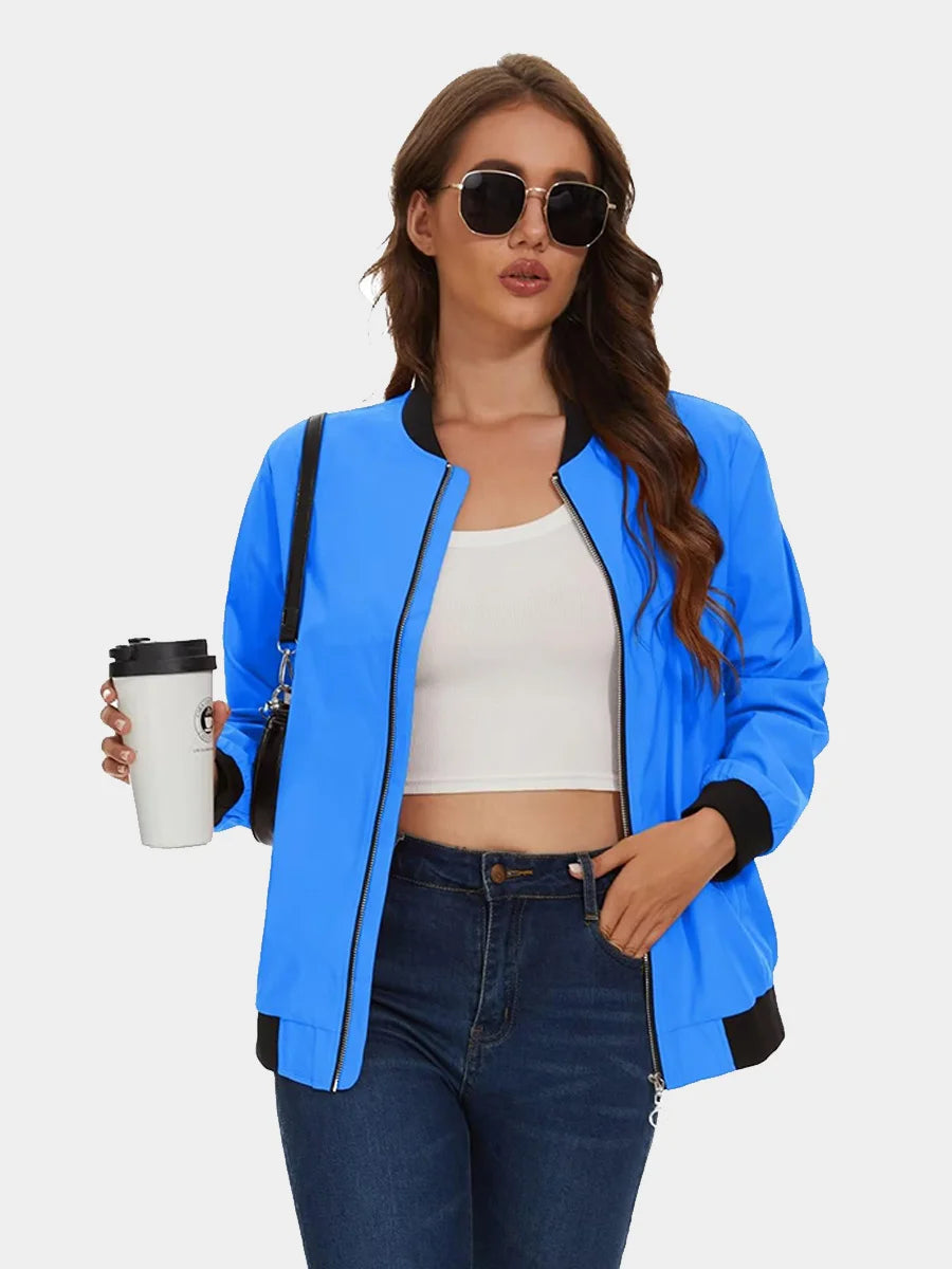 MAGCOMSEN Women's Bomber Jackets Zip Up Casual Spring/Autumn Lightweight Jacket Leisure Street Trend Windbreaker