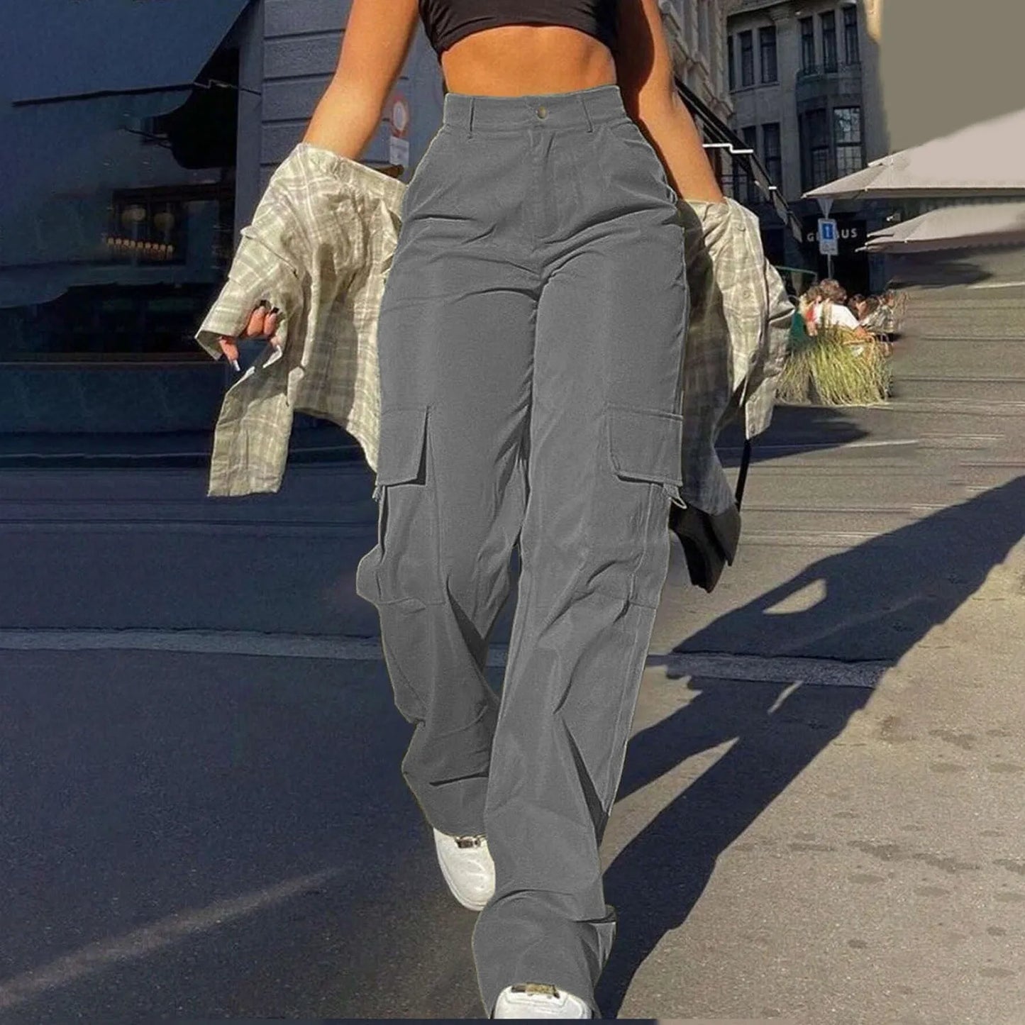 Casual Joggers Pants Women Stretch Twill Wide Leg Pants Casual Straight Leg Trouser High Waisted Dressy Flare Pants 한국인 후기 많은 옷
