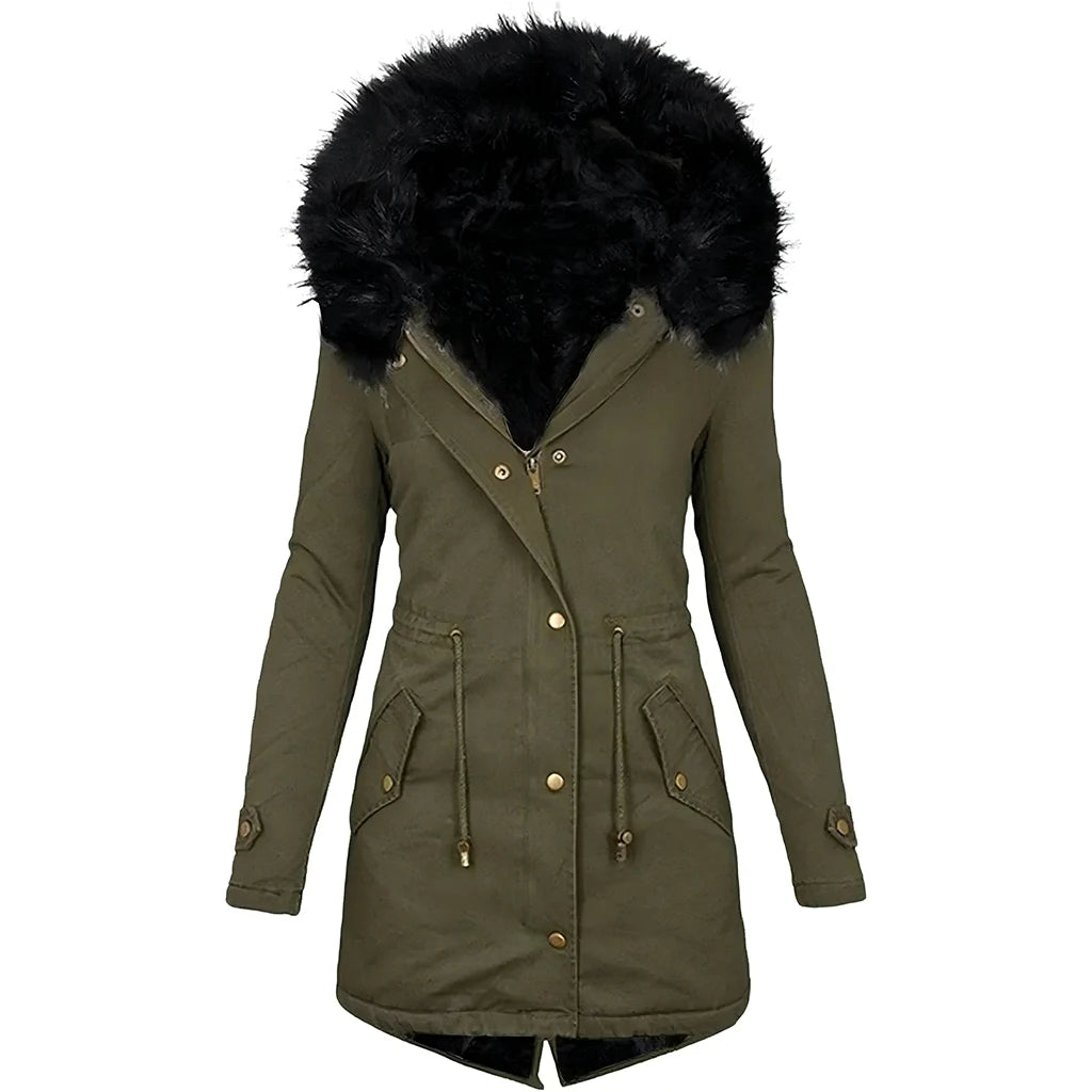 Women Winter Long Jacket Casual Thick Warm Faux Fur Plush Hooded Fur Collar Parkas Female Snow Coat Jackets Slim Overcoat куртка