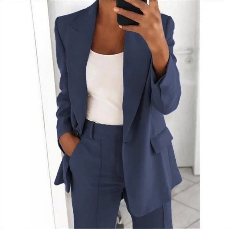 Casual Long Sleeve Outwear Office Lady Spring Autumn Fashion Elegant Solid Turn Down Collar Blazer Coats For Women 2023 Top
