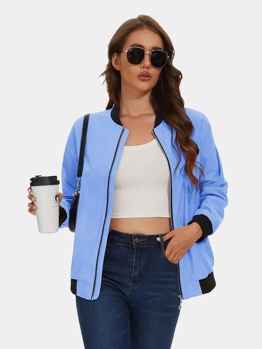 MAGCOMSEN Women's Bomber Jackets Zip Up Casual Spring/Autumn Lightweight Jacket Leisure Street Trend Windbreaker