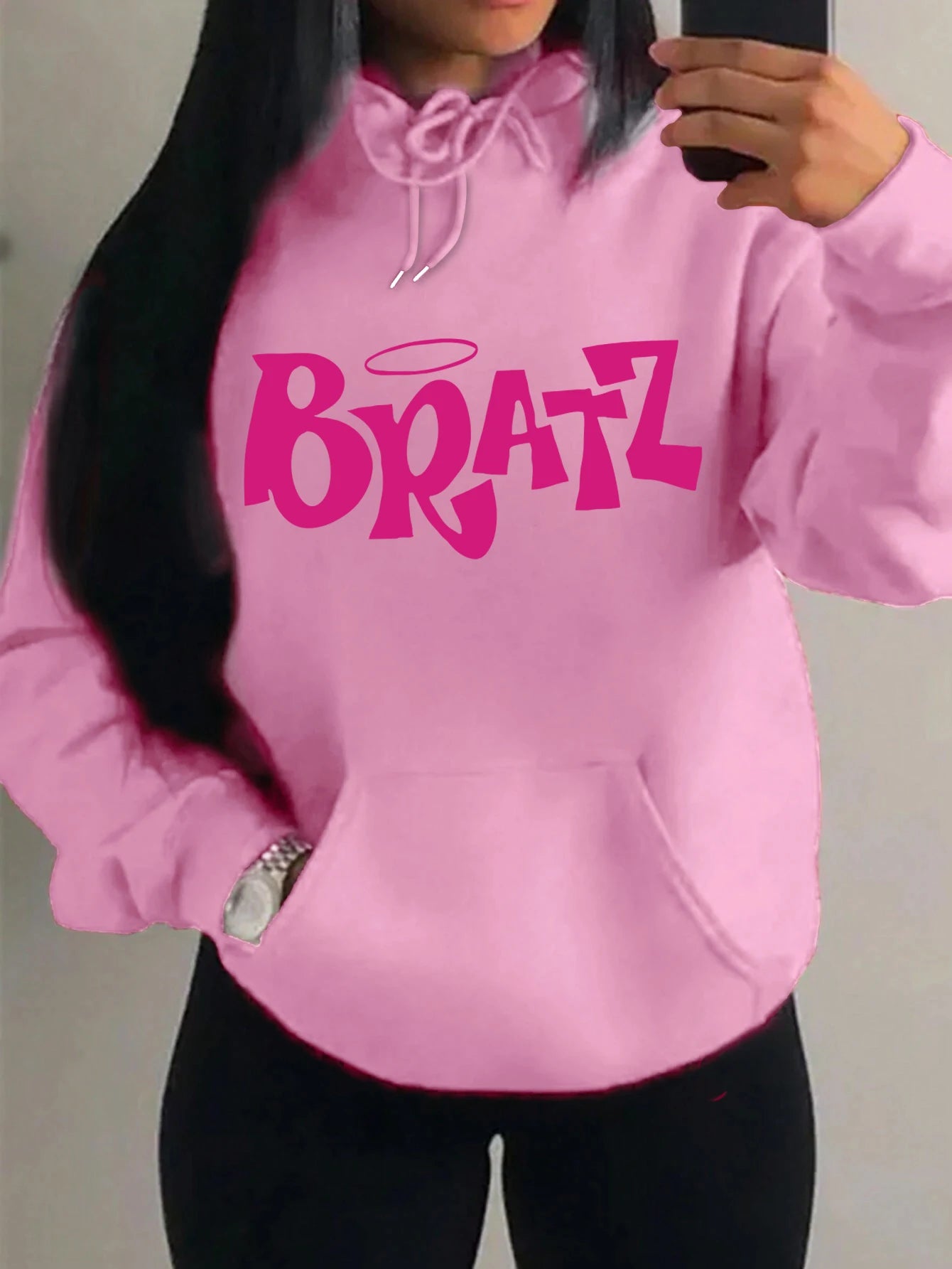 Y2K Bratz Letter New Prints Women Hoody Creativity Pocket Streetwear Casual Multicolor Clothes Autumn Hip Hop Tops For Female