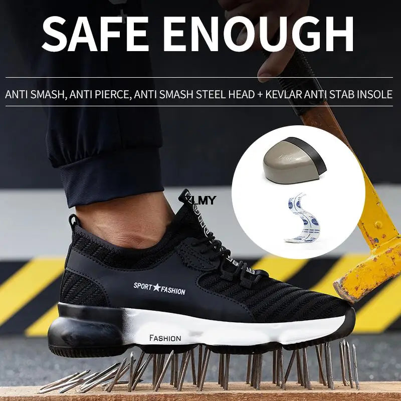 Fashion Safety Shoes Men Breathable Steel Toe Work Shoes Man Industrial Sneaker Puncture Proof Light Work Safety Boots Plus Size