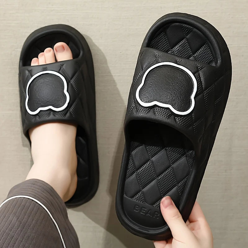 Plus Size 48-49 Summer Men Slippers Cartoon Bear Women Beach Slides Bath Anti-Slip Slipper Sandals Flip-Flops Shoe