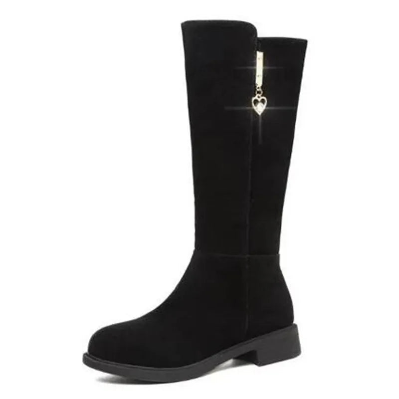 2025 New Women Warm Plush Snow Boots Casual Flat All-match Cotton Fashion Side Zipper Winter Shoes Thigh High Boot Botas Mujer