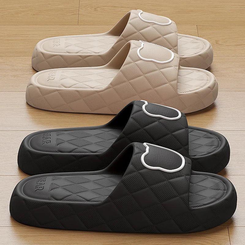 Plus Size 48-49 Summer Men Slippers Cartoon Bear Women Beach Slides Bath Anti-Slip Slipper Sandals Flip-Flops Shoe