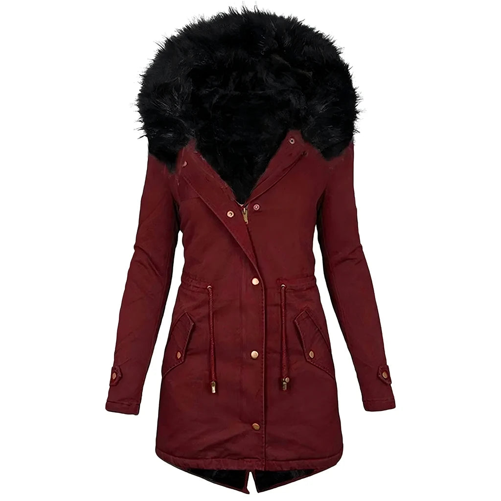 Women Winter Long Jacket Casual Thick Warm Faux Fur Plush Hooded Fur Collar Parkas Female Snow Coat Jackets Slim Overcoat куртка