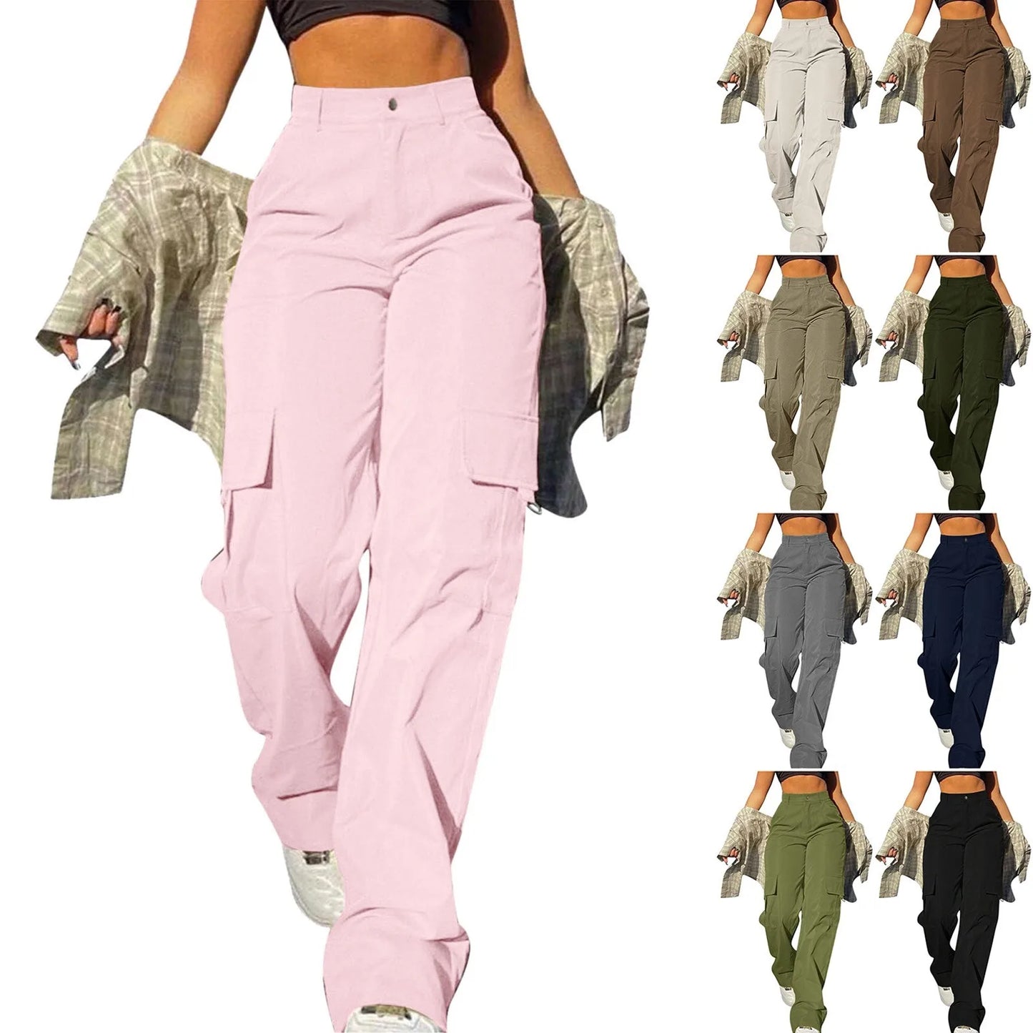 Casual Joggers Pants Women Stretch Twill Wide Leg Pants Casual Straight Leg Trouser High Waisted Dressy Flare Pants 한국인 후기 많은 옷