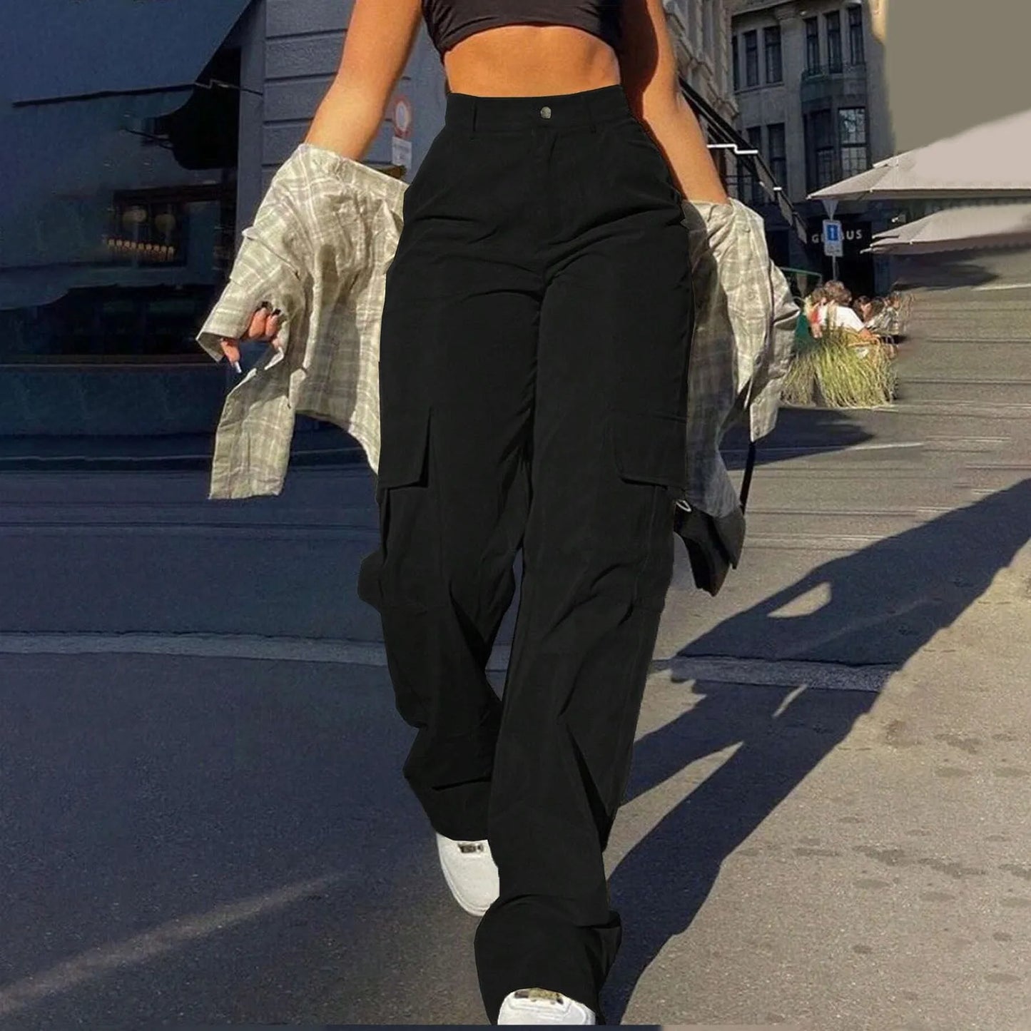 Casual Joggers Pants Women Stretch Twill Wide Leg Pants Casual Straight Leg Trouser High Waisted Dressy Flare Pants 한국인 후기 많은 옷