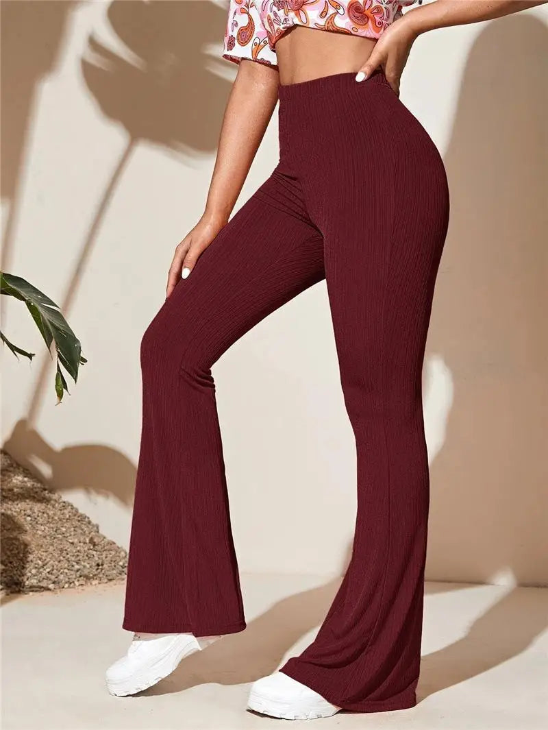 Clothing Women Summer 2023 Y2k Pants Fashion Versatile Casual Knitted Sports Drop Feel Flare High Waist Elegant Yoga Trousers