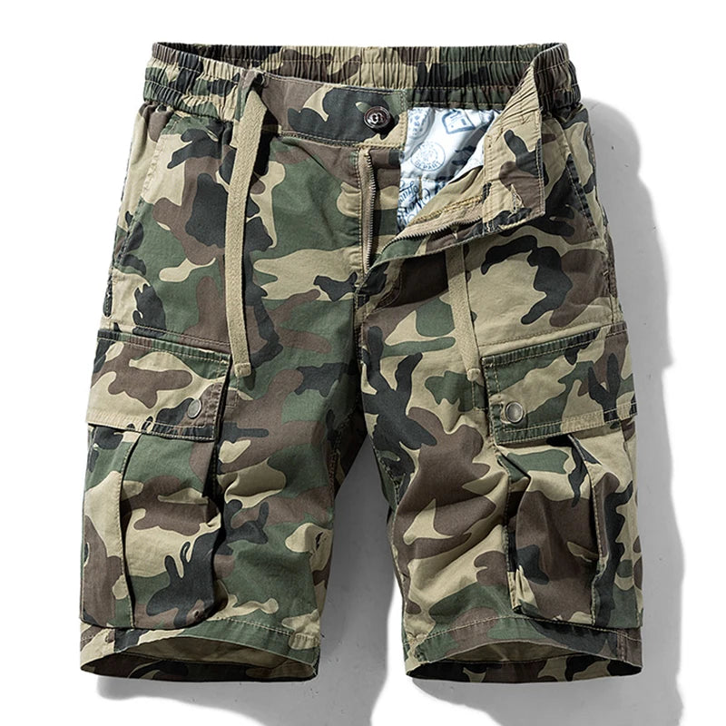 Summer Men Camouflage Cotton Cargo Shorts Men's Fashion Multi-pocket Casual Shorts Pants Outwear Breathable Joggers Shorts Male