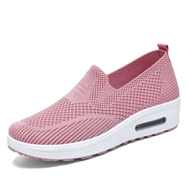 New Spring Women Casual Shoes Low MOQ Comfort Breathable Fly Woven Slip-on Ladies Walking Style Shoes