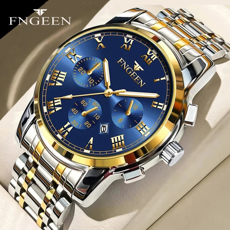 Fngeen 4006 Couple Watch Luminous Calendar Waterproof Lovers Watches High Quality Quartz Watch for Men and Woman Wristwatches
