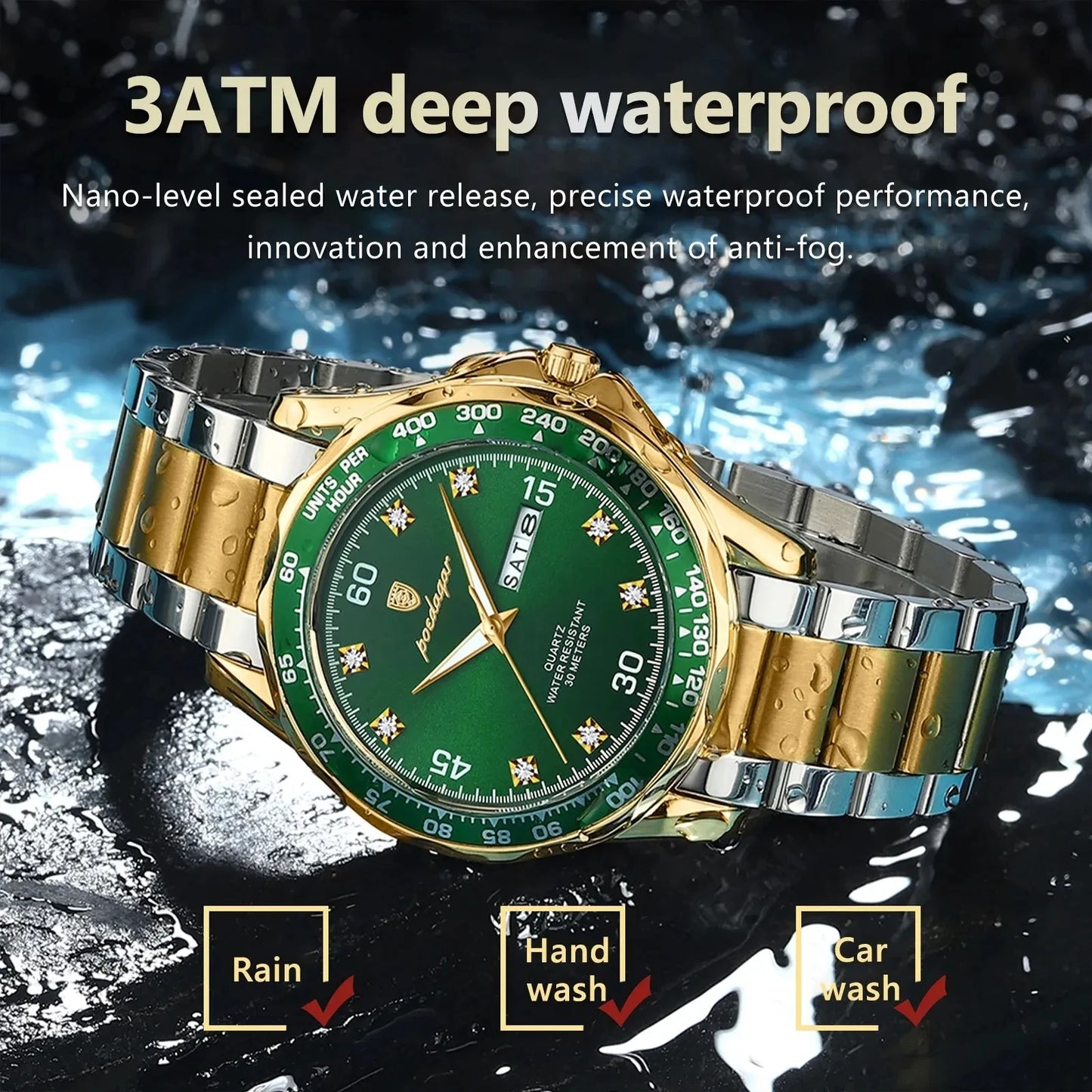 POEDAGAR 963 Luminous Watch for Men Stainless Steel Sport Top Brand Luxury Quartz Wristwatch 2024 Hot Waterproof Men's Watches