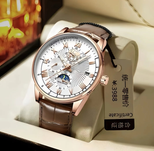 Luxury WatchHot Sale Design Fashion Luxury Watch Leather Strap Men Wrist for Men Waterproof Quartz Watches