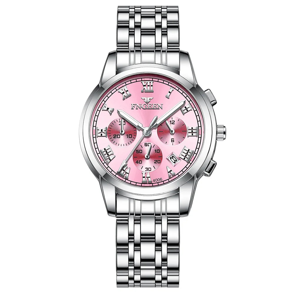 Fngeen 4006 Couple Watch Luminous Calendar Waterproof Lovers Watches High Quality Quartz Watch for Men and Woman Wristwatches