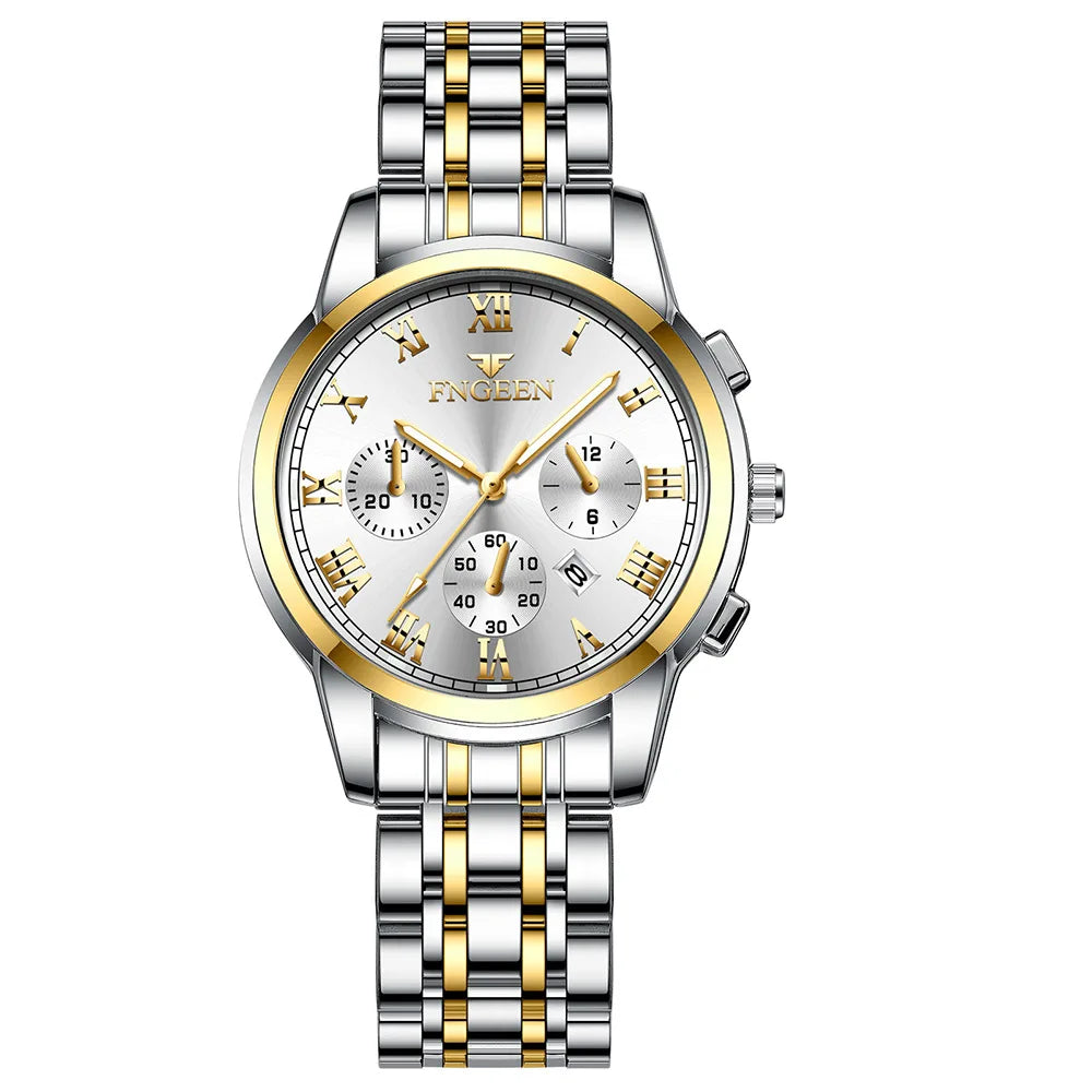Fngeen 4006 Couple Watch Luminous Calendar Waterproof Lovers Watches High Quality Quartz Watch for Men and Woman Wristwatches