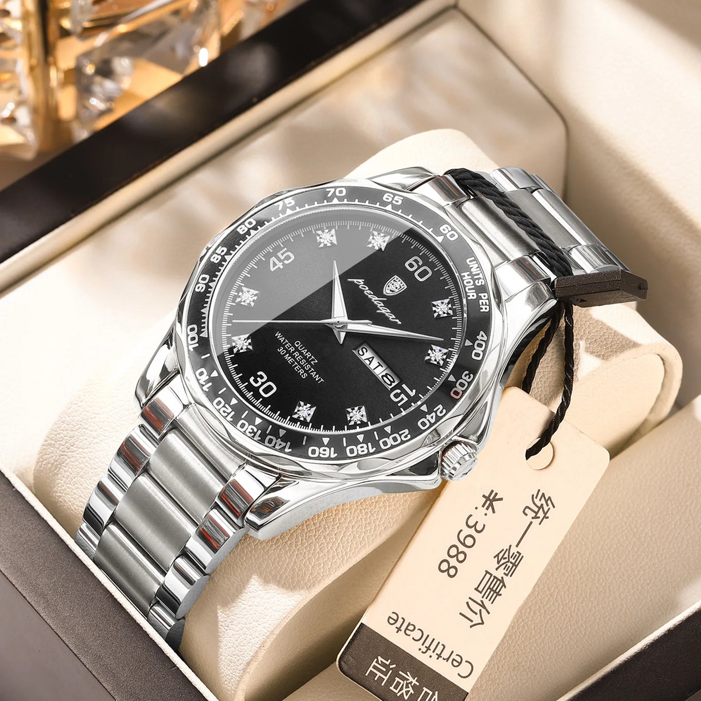 POEDAGAR 963 Luminous Watch for Men Stainless Steel Sport Top Brand Luxury Quartz Wristwatch 2024 Hot Waterproof Men's Watches